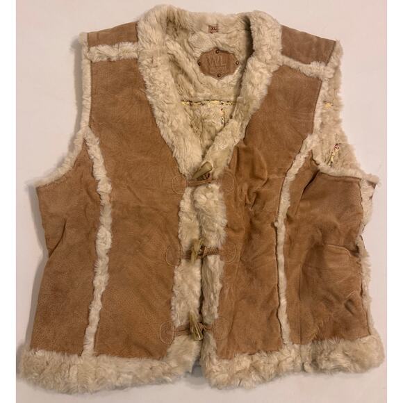 Vtg Wilsons Leather Suede Shearling Vest Size XL Tan Women's - Picture 1 of 5
